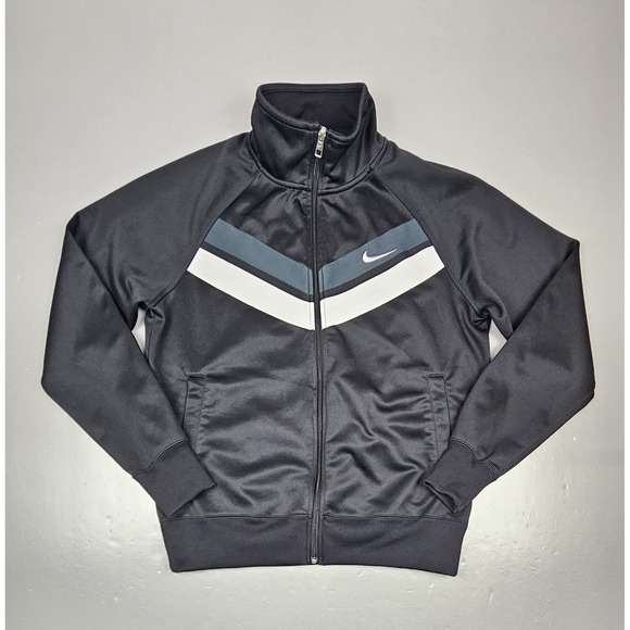 Nike Jacket Mens‎ Medium. Black Gray Full-Zip Track Athletic Basketball - Picture 1 of 7